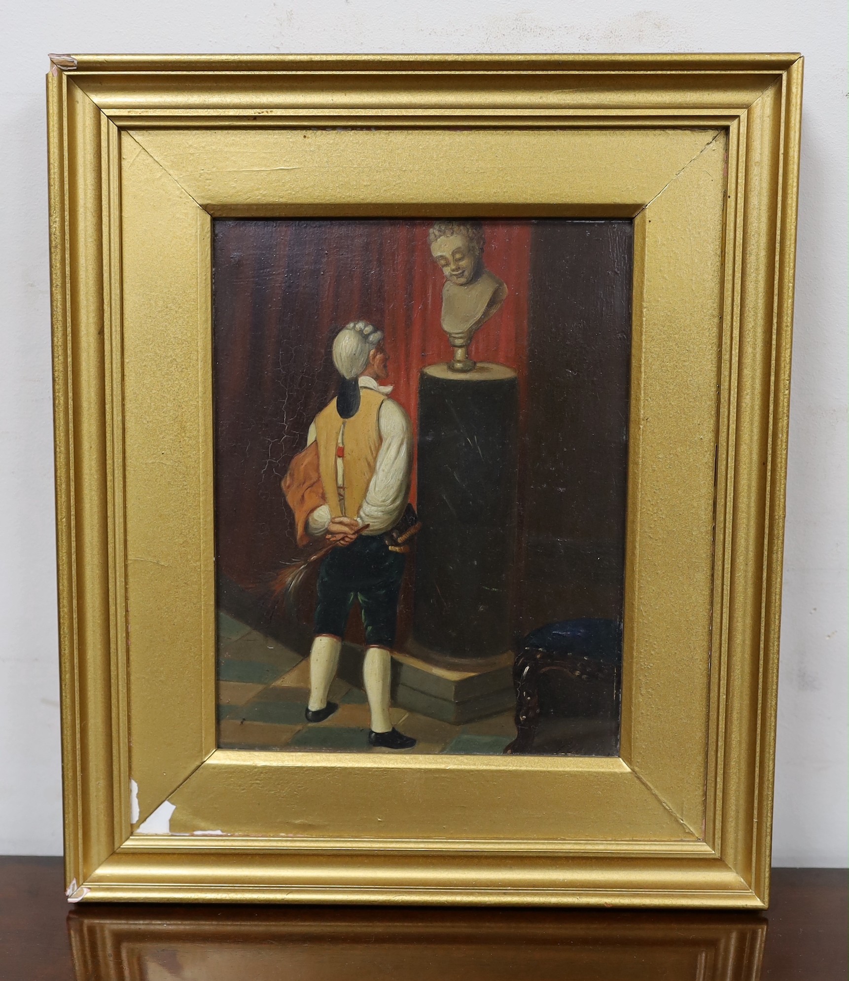 19th century Continental Schoo, oil on canvas, figure and bust, 20 x 16cm